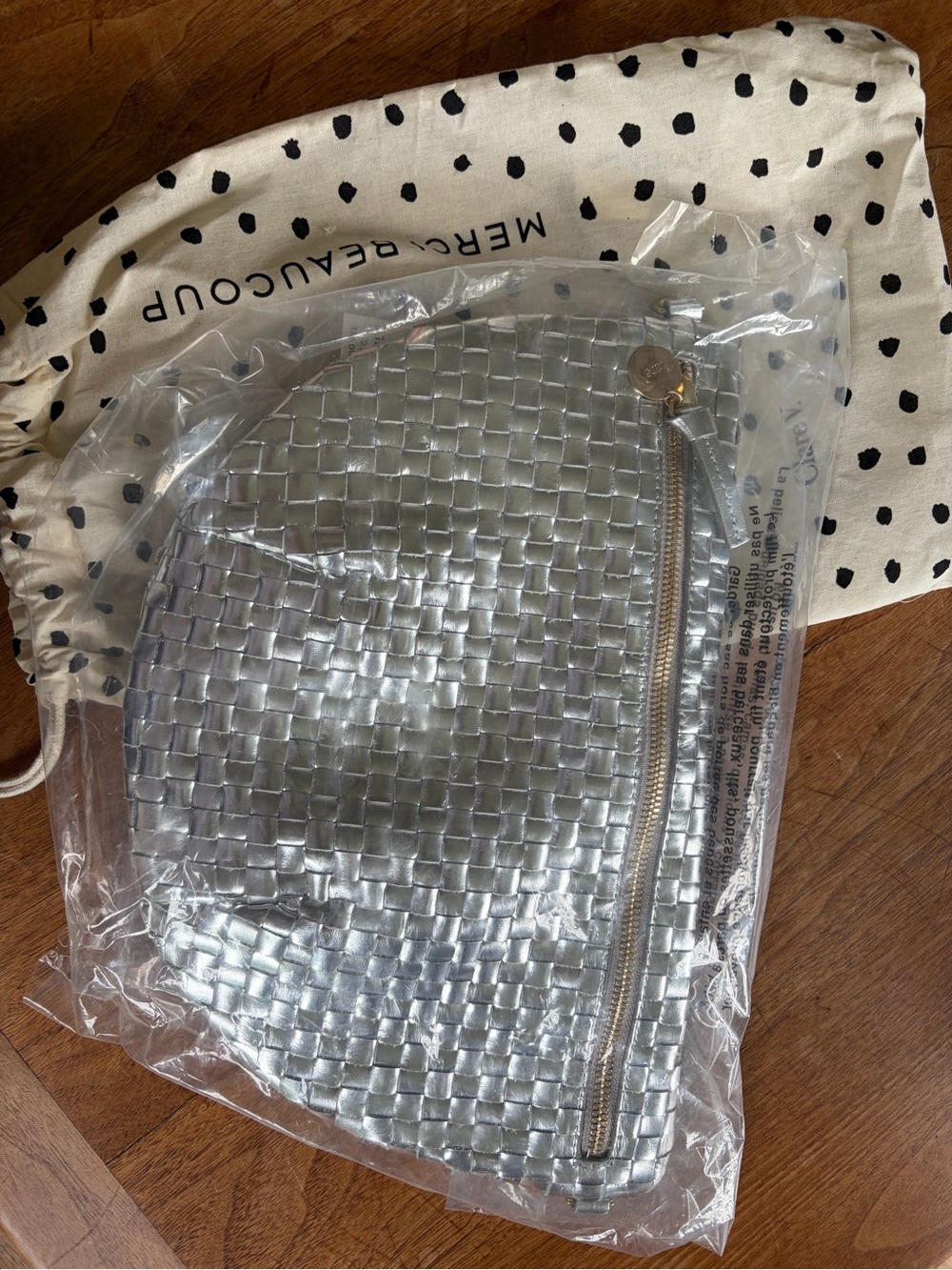 Clare V. Grande Fanny Woven Metallic Silver Crossbody Bag - Picture 15 of 16